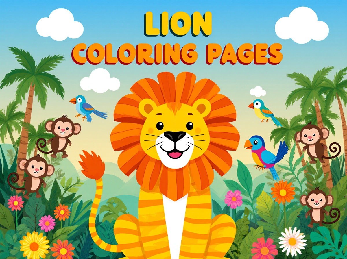 Engaging lion coloring pages for kids to explore their creativity.