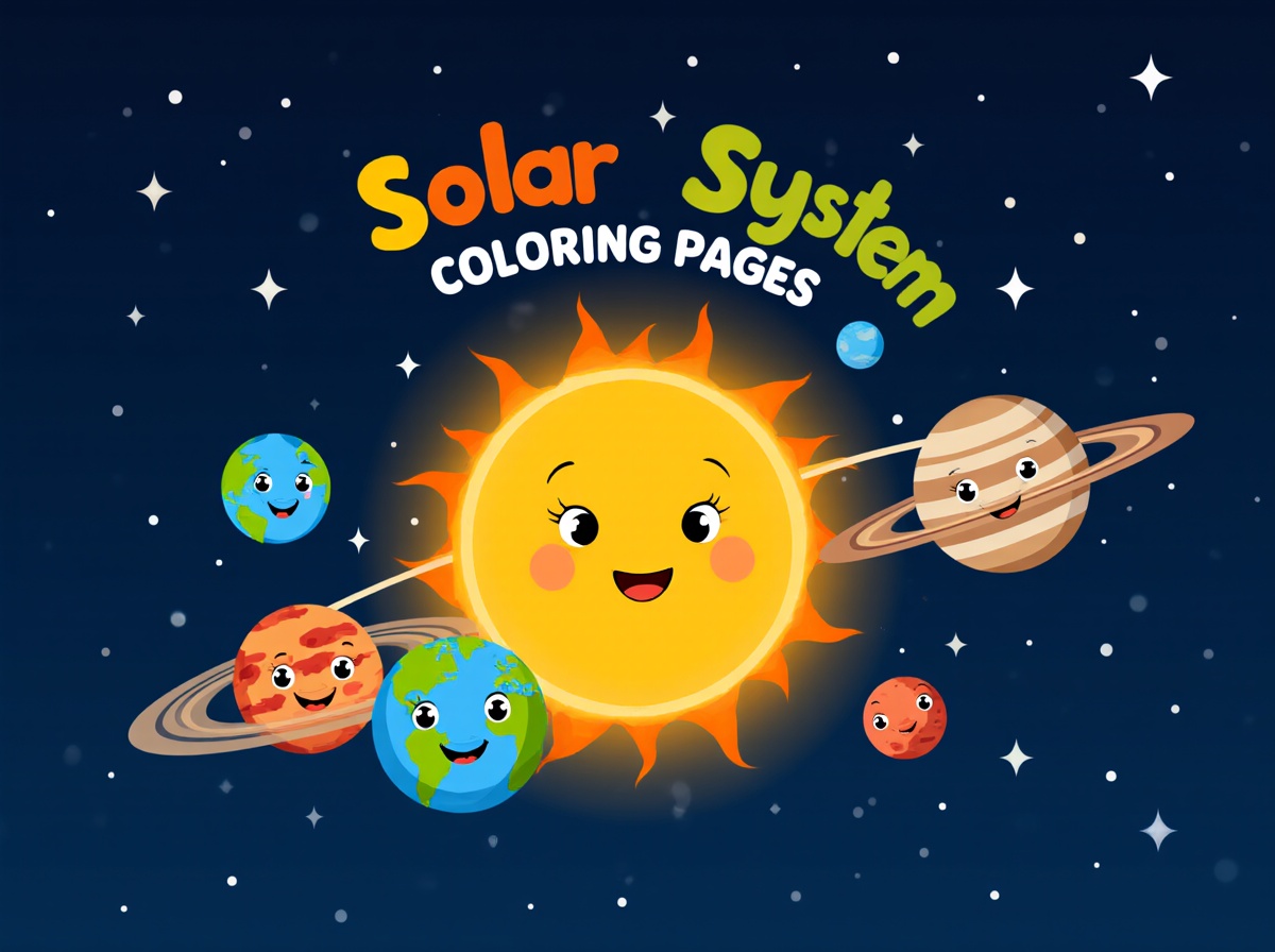 Exciting solar system coloring pages featuring planets and stars for kids to enjoy.
